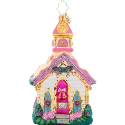 2023 Charming Wedding Chapel Glass Ornament