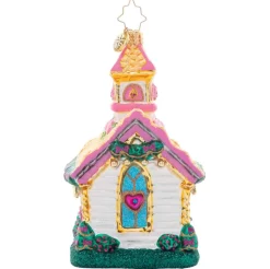 2023 Charming Wedding Chapel Glass Ornament