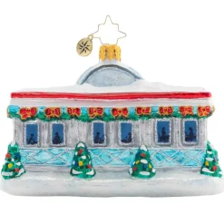 2023 Christmas At The Diner Glass Ornament