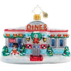 2023 Christmas At The Diner Glass Ornament