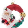 2023 Christmas Wishes Santa Wreath Glass Ornament