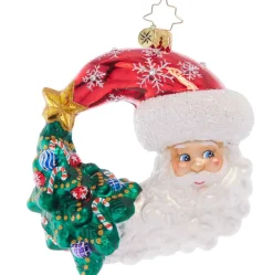 2023 Christmas With A Grin Santa Glass Ornament