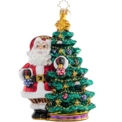 2023 Deck The Halls Santa Glass Ornament