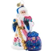 2023 Floral Folk Santa Glass Ornament