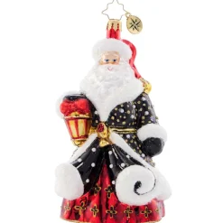 2023 Golden Glow Santa Glass Ornament
