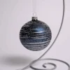 3 Inch Blue Glass Striped Ball