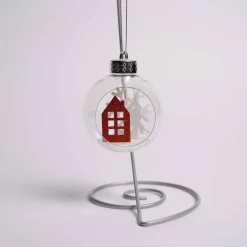 3 Inch Clear Ornament With House And Tree