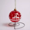 3 Inch Clear Red Glass Ball With Reindeer