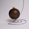 3 Inch Dark Brown Glass Ball With Tree