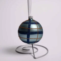 3 Inch Glass Navy Amber Checkered Ball