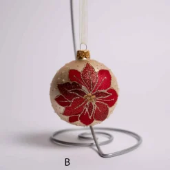 3 Inch Glass Poinsettia Ball