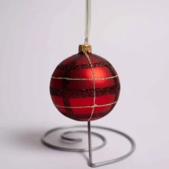 3 Inch Glass Red Gold Checkered Ball