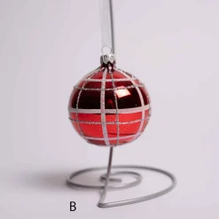 3 Inch Glass Red White Checkered Ball