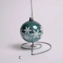 3 Inch Glass White Blue Snowflake Ball