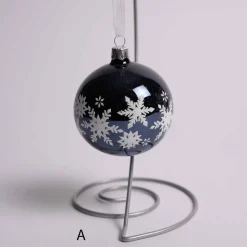 3 Inch Glass White Blue Snowflake Ball