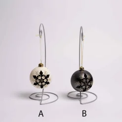 3 Inch Glass White Or Grey Ball With Snowflake