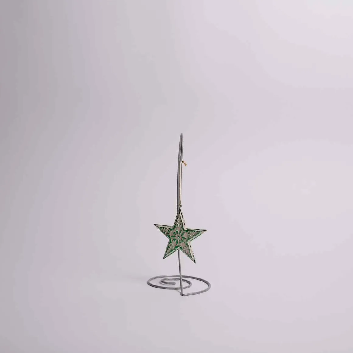 4 Inch Green Distressed Carved Star