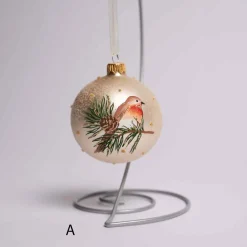 3 Inch Pearl Glass Ball With Bird