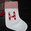 20 Inch Red And White Stocking Letter H