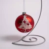 3 Inch Red Glass Ball With Tree