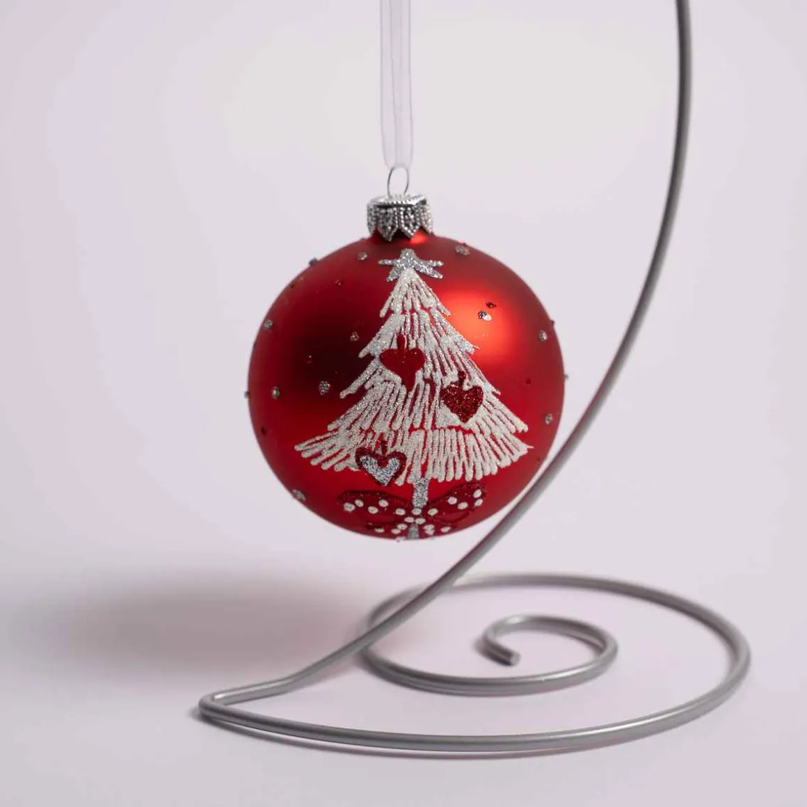 3 Inch Red Glass Ball With Tree