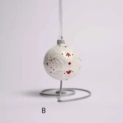 3 Inch Red Or White Glass Ball With Flower