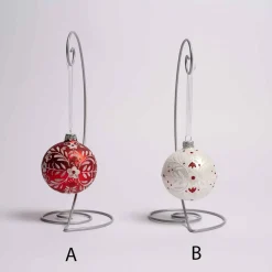 3 Inch Red Or White Glass Ball With Flower