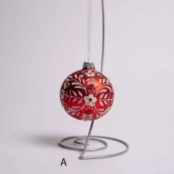 3 Inch Red Or White Glass Ball With Flower