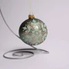 3 Inch Sage Glass Snowflake Ball