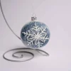 3 Inch White And Blue Glass Snowflake Ball