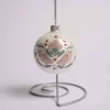3 Inch White Glass Ball With Pink Bird