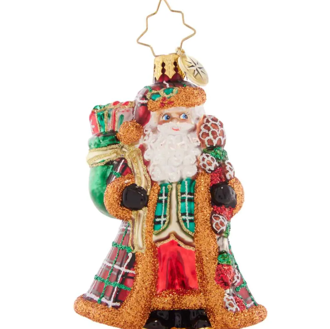 2023 Perfectly Plaid Santa Glass Gem Ornament