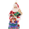 2023 Santa And His Foster Friend Glass Ornament