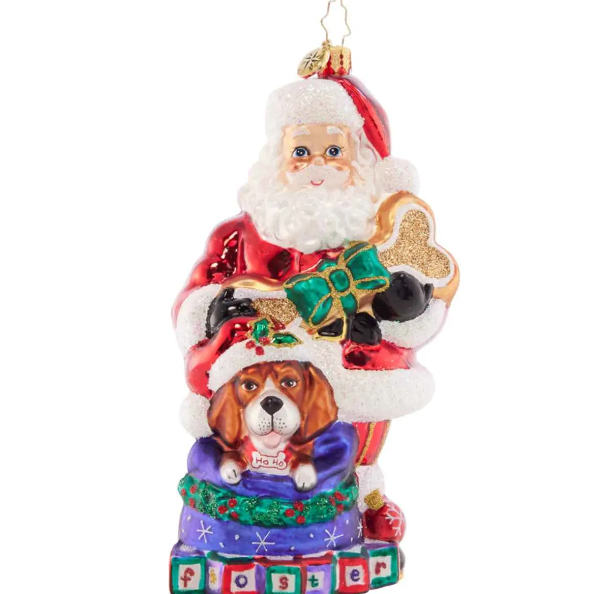 2023 Santa And His Foster Friend Glass Ornament