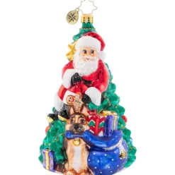 2023 Santa Best Friend Glass Ornament