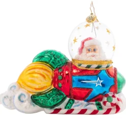 2023 Santa Goes To Space Glass Ornament