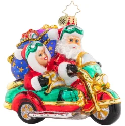2023 Santa Sidecar Sidekick Glass Ornament