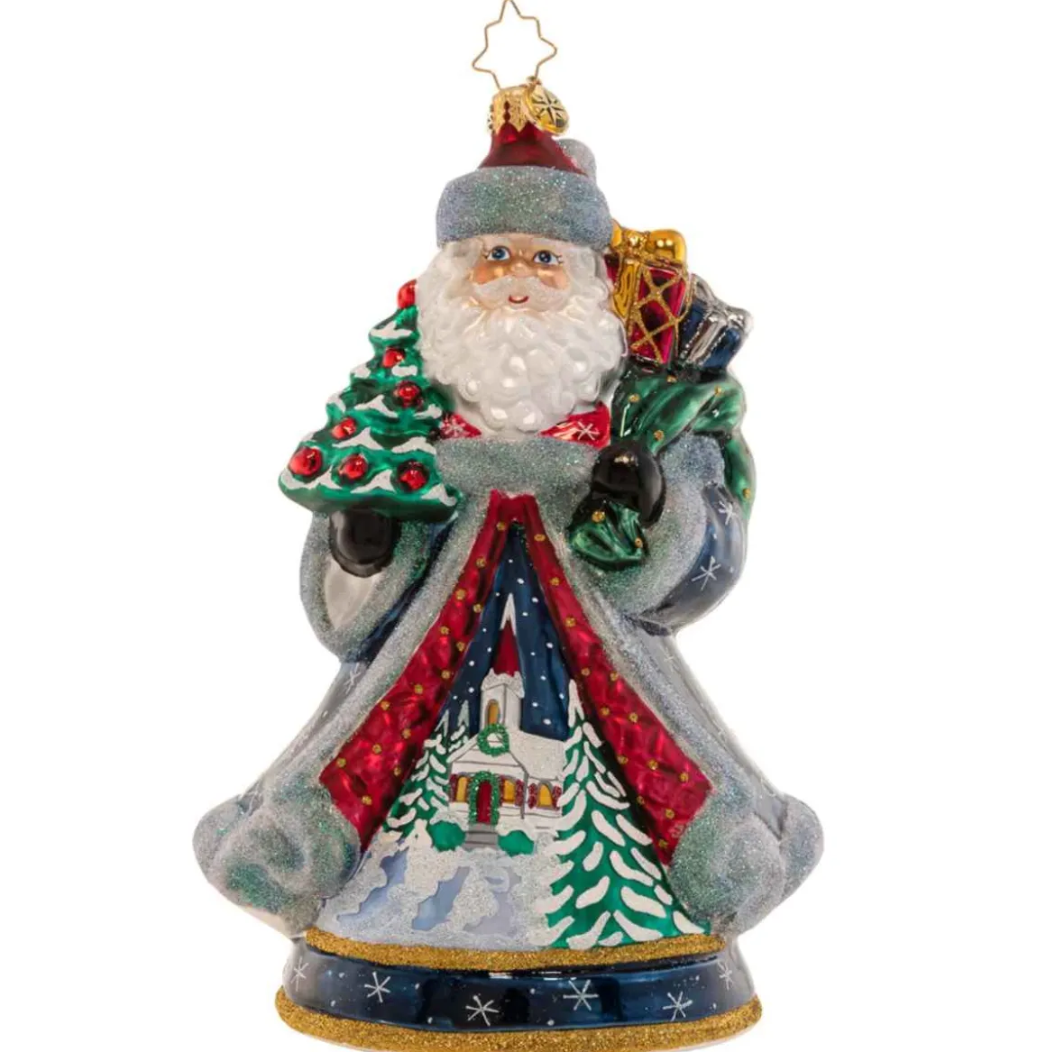 2023 Santa Snowy Scene Glass Ornament