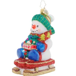 2023 Sliding Through The Year Glass Ornament
