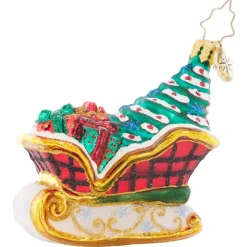 2023 Snowy Sleighride Glass Gem Ornament