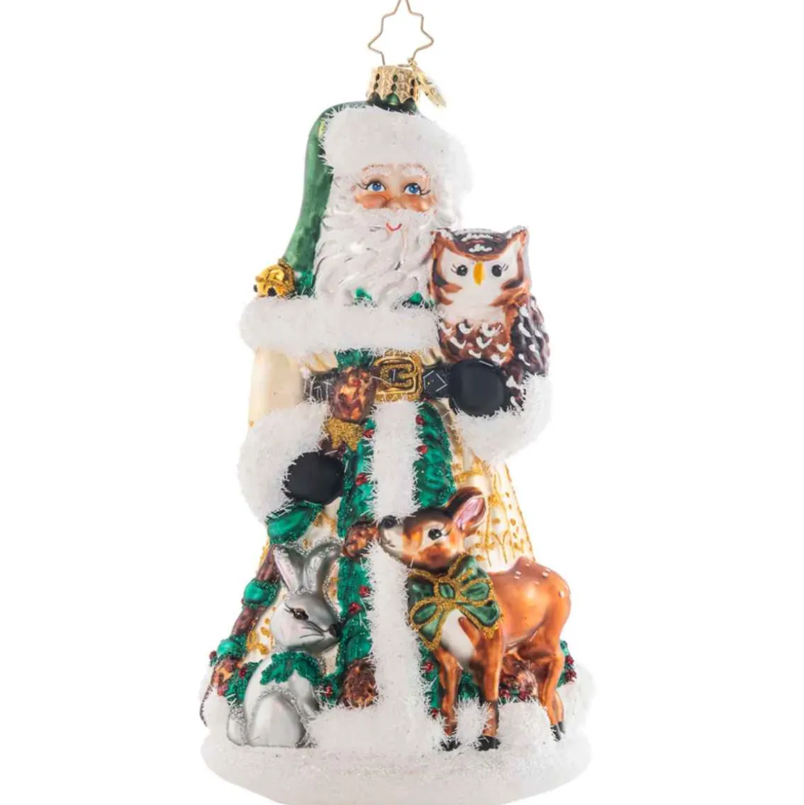 2023 Woodland Friends Santa Glass Ornament