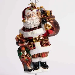 A Woodland Walk Santa Glass Ornament