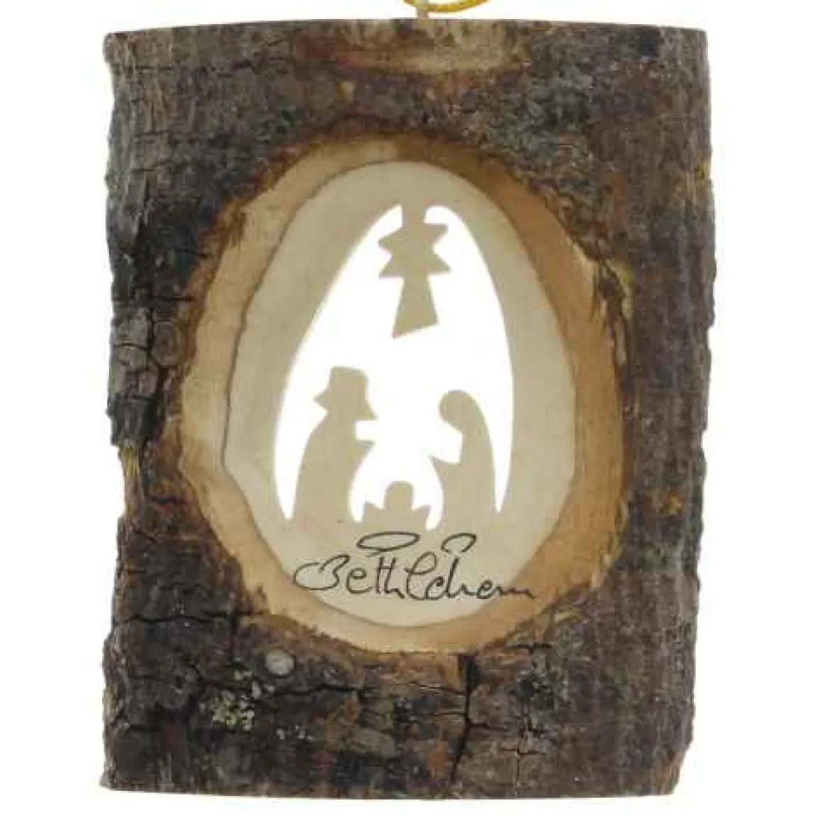 Bark Olive Wood Nativity Ornament