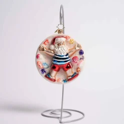 Beach Cherub Claus Glass Ornament