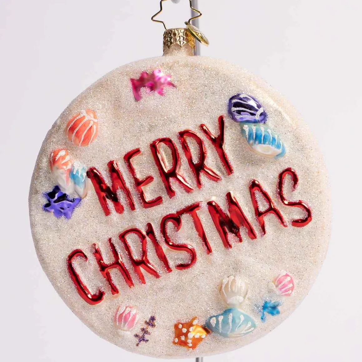 Beach Cherub Claus Glass Ornament