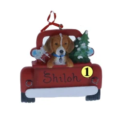 Beagle In Back Of Truck Ornament