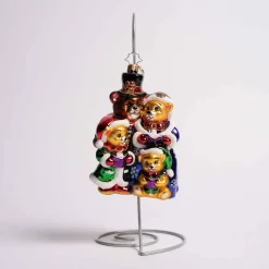 Bear Family Carolers Glass Ornament