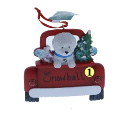 Bichon Frise In Back Of Truck Ornament