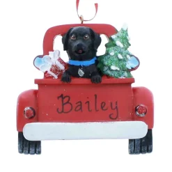 Black Lab In Back Of Truck Ornament