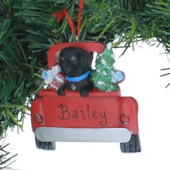 Black Lab In Back Of Truck Ornament